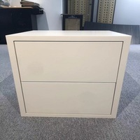 Table de chevet moderne sans poignée à 2 tiroirs, table de chevet en MDF crème à l'aspect flottant, armoire de rangement pour chambre à coucher