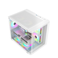 AntarcChill M-ATX Case Full View Seaview Hyperboloids Tempered Glass Side Panel Mini Computer Case 7 Fans Position