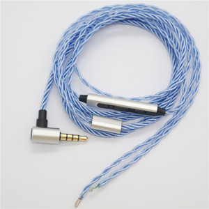 4 Strand Silver Plated Headphone <b>Cable</b> With Mic 3.5 Mm Connector Adjustable For DIY Audio Use - Product Image 4