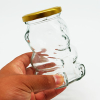 Pot en verre transparent en forme d'ours, qualité alimentaire, avec couvercle métallique, pour bonbons, biscuits, snacks et aliments secs.