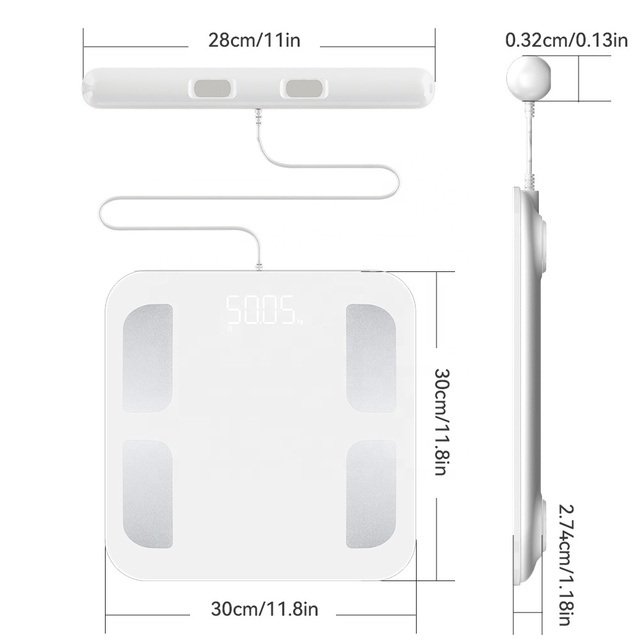 Welland 8 Electrodes Smart Scale Body Mass Index and Body Fat Bioimpedance Bathroom Weight Scale with App Control Sensor Type