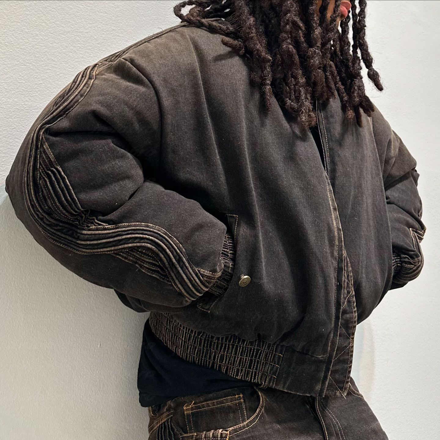 Wholesale Custom Vintage Y2k Streetwear Puffer Bomber Jacket