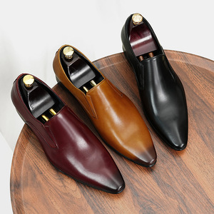 Men's Genuine Leather Dress Shoes <b>Pointed</b> <b>Toe</b> Casual Soft Casual Business Formal Fashionable Casual <b>Flat</b> Men's Leather Shoes - Product Image 4
