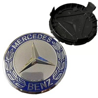 Cache-moyeu de roue noir 75 mm avec emblème bleu laurier, couvercle de remplacement d'origine pour Mercedes Benz