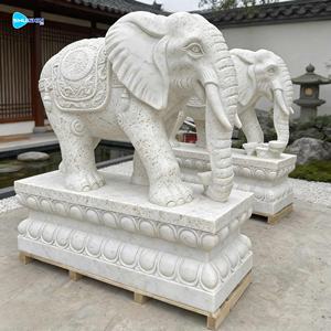 Estátua de Elefante em Mármore Branco em Tamanho Real com Design Moderno para Decoração Externa de Casa Escultura em Pedra - Product Image 3