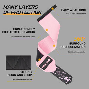 Soporte <span class=keywords><strong>de</strong></span> Muñeca Elástico Personalizado MKAS, Equipo <span class=keywords><strong>de</strong></span> Seguridad Profesional para Levantamiento <span class=keywords><strong>de</strong></span> Pesas con Presilla Resistente para el Pulgar para Powerlifting - Product Image 2