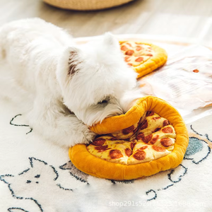 Kingtale Milieuvriendelijk Pluche Luxe Hondenkauwspeelgoed Nieuwigheid Piepend Pizza Eten Speelgoed Cartoon Stijl Ondersteunt Actief Bijten En Spelen - Product Image 4