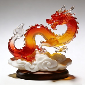 รูปปั้นมังกรเรซินคริสตัลใสนำโชคมาเป็นมงคลอาชีพถอดออก - Product Image 6