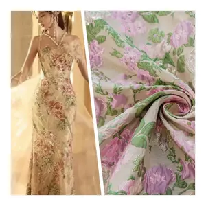 3D hoa dệt Nhà cung cấp 100% Polyester dệt tùy chỉnh thời trang sợi nhuộm thổ cẩm Jacquard vải cho Ăn mặc