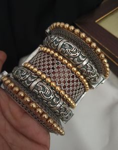 Brazaletes étnicos chapados en oro y plata con patrón animal, cuentas de perlas de imitación, pulseras para mujer, estilo budista tibetano, uso diario - Product Image 3