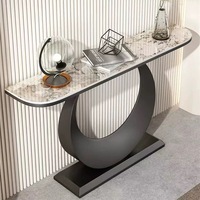Console moderne de luxe en métal avec plateau en marbre pour entrée, hôtel, salon