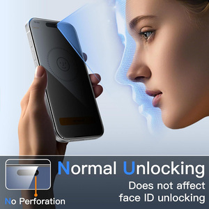 Protection d'écran en verre trempé anti-espion HD clair 9H 2.5D pour téléphone portable 12-17 Pro Max - Product Image 6