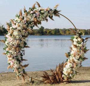 Arche Huaien Factory Ronde Doré<span class=keywords><strong>e</strong></span> en Métal, Support de Cadre d'Arrière-plan en Fer pour Fêtes d'Anniversaire, Mariages, Événements et Scènes Florales - Product Image 6