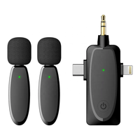 Prix usine 3 en 1 Réduction du bruit à faible latence Mini micro noir Microphone Lavalier sans fil professionnel pour appareil photo Android