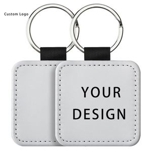 Custom Made PU <b>Leather</b> <b>Keychains</b> with Stainless Steel, for Eco-Friendly Festive Printing and Decorations - Product Image 1