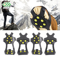 JOGHN Crampons d'extérieur à 10 dents Couvre-chaussures antidérapants pour l'escalade, le voyage et l'exploration des crampons à glace