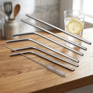 Reusable Stainless steel <b>Drinking</b> <b>Straws</b> 4 Pack With Cleaning Brush Minimalist Bar Accessories - Product Image 5