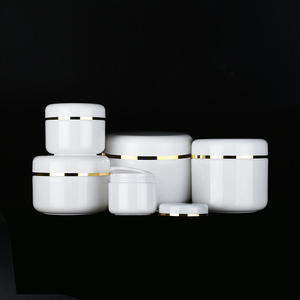 White PP Plastic Cosmetic Jars 10g-250g for Face Cream <b>Eye</b> Cream & Face <b>Mask</b> with Gold Edge - Product Image 1