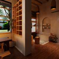 Ensemble de mobilier de présentation pour café, design moderne et personnalisé, comptoir de bar en bois pour café