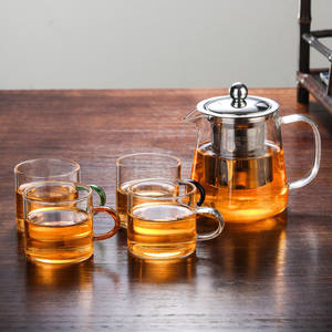 Factory wholesale thickened glass <b>teapots</b>, heat-resistant flower <b>teapots</b>, stainless steel filtering <b>teapots</b> and tea set sets - Product Image 3