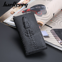 Baellerry dompet tipis bisnis genggam ritsleting multi-posisi kepala buaya kulit PU panjang kustom desain populer