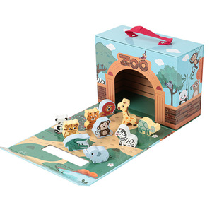Coffret cadeau à thème en bois, jouets scientifiques et éducatifs de la maternelle, pour enfants, ferme, ville, Zoo, jouets éducatifs en bois - Product Image 1
