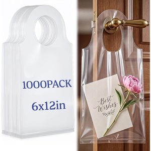 Sacs à suspendre à la porte 6x12 pouces en plastique transparent avec poignée ondulée pour activités promotionnelles - Product Image 1
