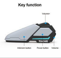 Intercom Bluetooth pour moto TOUCARE T10 avec basses puissantes, étanche, réduction du bruit, intercom pour la conduite en groupe