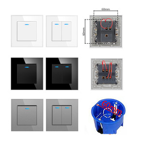 Type 82 <b>Push</b> <b>Button</b> <b>Switch</b> 60x60mm Double Control With Tempered Glass Panel Dot Illuminated For European Standard Installation - Product Image 1