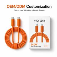 Câble USB C vers USB C 240W PD à charge rapide, tressé en nylon, avec puce E-Marker, pour MacBook Pro, iPad, Samsung, Xiaomi, Type-C OEM