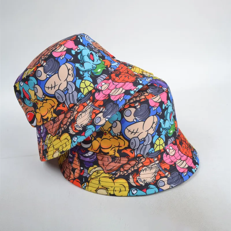 여름 동물 편지 인쇄 버킷 모자 Sun Fisherman Chapeau Seau 모자 힙합 모자 스트리트웨어 분지 모자 소년 소녀