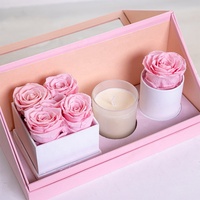 Coffret Cadeau Haut de Gamme de Roses Éternelles Parfumées et Bougies d'Aromathérapie – Idéal pour Diwali, Ramadan, Saint-Valentin – Nouveauté Tendance