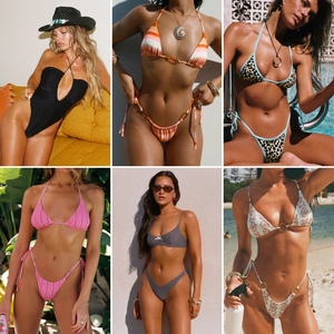 Conjunto <span class=keywords><strong>de</strong></span> Bikini <span class=keywords><strong>de</strong></span> <span class=keywords><strong>Dos</strong></span> <span class=keywords><strong>Piezas</strong></span> para Mujer, Diseño Verano 2026, Corte Regular, Tejido <span class=keywords><strong>de</strong></span> Materiales Mixtos, Cuello Halter, Venta al Por Mayor, Moda <span class=keywords><strong>de</strong></span> Playa - Product Image 3