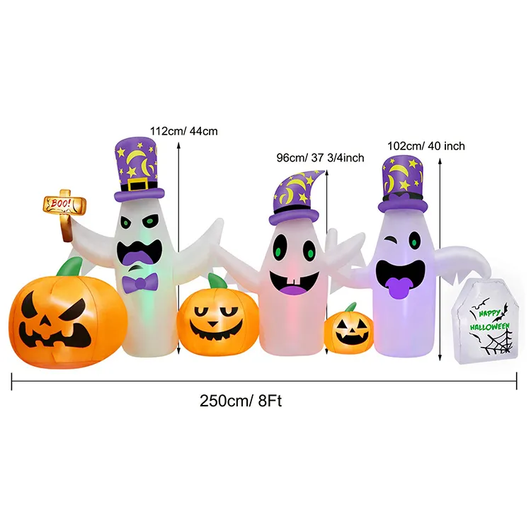 Lantern Pumpkins And White Ghost Inflatable Decoration Calabaza De Halloween Inflable For Lawn Decor