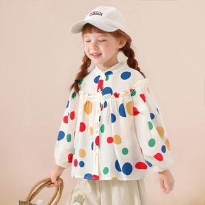 Blusa con volantes y estampado <span class=keywords><strong>de</strong></span> lunares coloridos <span class=keywords><strong>para</strong></span> <span class=keywords><strong>niñas</strong></span>, camisa informal con botones y <span class=keywords><strong>manga</strong></span> <span class=keywords><strong>larga</strong></span> <span class=keywords><strong>para</strong></span> niños - Product Image 5