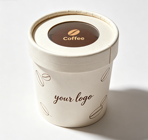 Custom Kraft Paper Tube With Clear Lid For <b>Coffee</b> Beans Recyclable Packaging Gold Foil <b>Printing</b> - Product Image 2