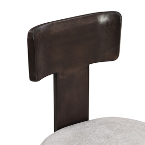 Chaises de salle à manger modernes capitonnées en tissu gris avec pieds en bois massif brun clair pour la maison et l'hôtellerie - Product Image 6
