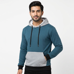 Sweat-shirts à demi-zip pour hommes grande taille de haute qualité, 100% coton velours, color block, streetwear, saison hiver, logo frontal - Product Image 1