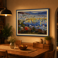 Kits de broderie au point de croix DIY, paysage nocturne de la côte méditerranéenne, ensemble de broderie 11/14/16CT, décoration murale pour la maison