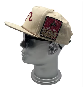 Casquettes Snapback en Coton à Visière Plate Non Structurée à 5 Panneaux avec Logo Brodé Personnalisé en Toile et Corde en Nylon - Product Image 2