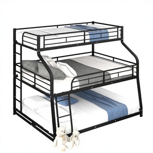 <span class=keywords><strong>Lit</strong></span> <span class=keywords><strong>superposé</strong></span> triple en acier pour <span class=keywords><strong>3</strong></span> personnes, mobilier d'appartement et de dortoir pour adultes avec structure en métal renforcé - Product Image 1