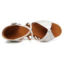 Chaussures de danse latine et salsa pour filles, dessus en PU, semelle extérieure en cuir de vachette microfibre, talon bas, doublure en daim synthétique pour la pratique