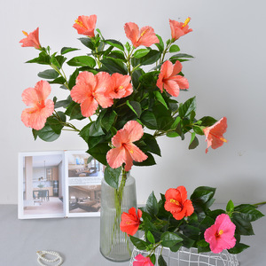 Fleurs d'hibiscus artificielles Laixing en soie plastique lavable pour décorations de mariage et arrangements extérieurs et domestiques - Product Image 2