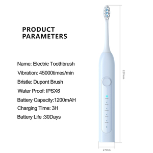 Brosse à dents électrique intelligente avec têtes de recharge Brosse à dents électrique rechargeable USB Brosse à dents électrique avec base de support - Product Image 2
