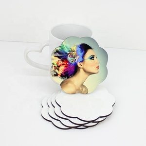 Bán buôn Cá Tính hoa hình dạng MDF thăng hoa đế lót ly với nút chai trở lại - Product Image 2