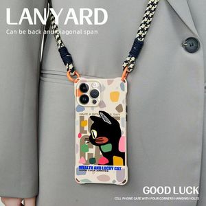 เคสโทรศัพท์แบบนิ่มสำหรับแมวทุกตัวเหมาะสำหรับ <span class=keywords><strong>iPhone</strong></span> 15 Pro เคสโทรศัพท์มีโซ่นิรภัยทนทานสูงสุดแขวนในแนวทแยงมุม - Product Image 2