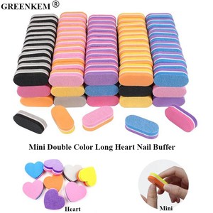 Mini Double couleur Long coeur tampon <span class=keywords><strong>à</strong></span> ongles 100/180 grain <span class=keywords><strong>lime</strong></span> <span class=keywords><strong>à</strong></span> ongles haute élastique éponge polissage sable fin <span class=keywords><strong>lime</strong></span> <span class=keywords><strong>à</strong></span> ongles et tampon - Product Image 1
