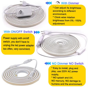 Bande lumineuse <span class=keywords><strong>LED</strong></span> COB néon dimmable <span class=keywords><strong>220V</strong></span> avec <span class=keywords><strong>variateur</strong></span> d'intensité, kit d'alimentation, haute densité 288 <span class=keywords><strong>LED</strong></span>, éclairage linéaire, <span class=keywords><strong>ruban</strong></span> flexible étanche IP68 - Product Image 4