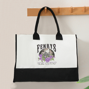 Sac de plage en toile personnalisé grand format avec motif « I Am Here I Am With You Throne Of Glass Merch », cadeau monogrammé - Product Image 5