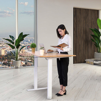 Ecomax Bureau électrique réglable en bambou Bureau debout de bonne qualité avec bureau relevable Style moderne pour chambre à coucher